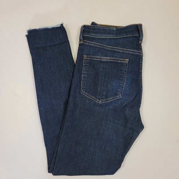 Rag & Bone 10" High Rise Skinny Ankle Raw Hem Jean in Mad River, Dark - Picture 8 of 13